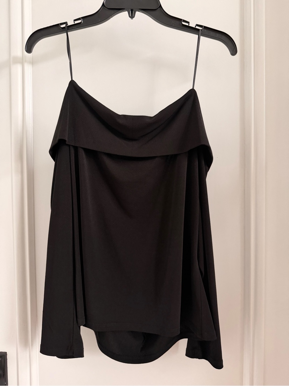 1 State Black Off-Shoulder Foldover Top